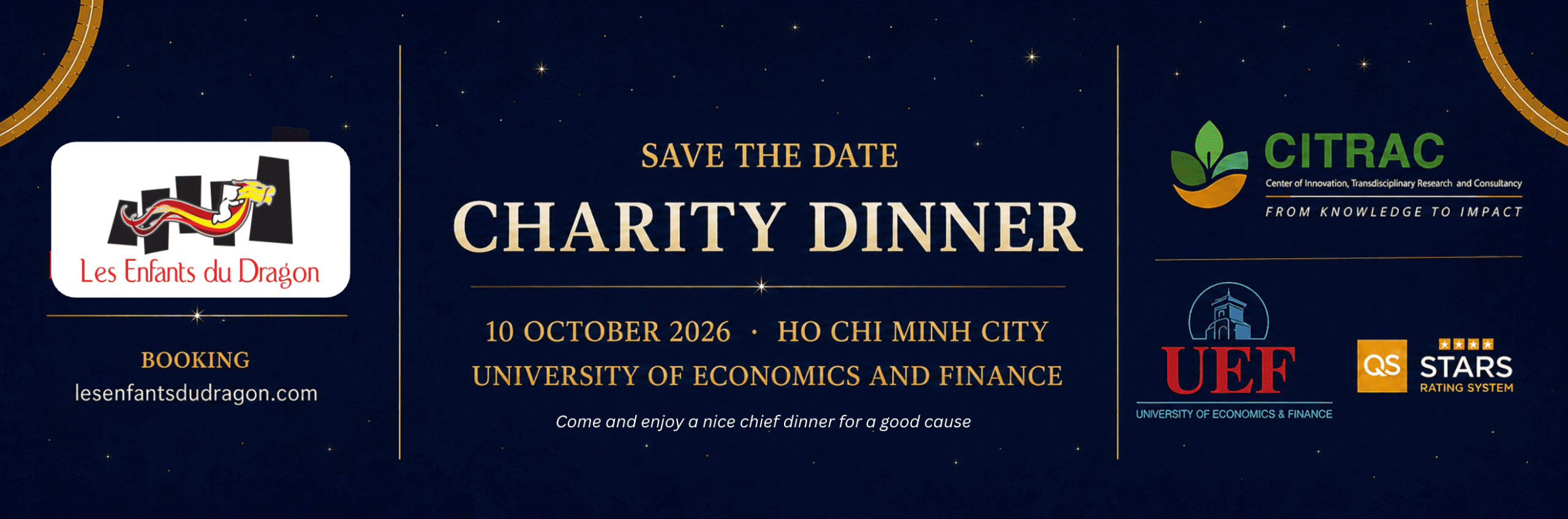 Save the date - Dîner de Gala Caritatif, 10 octobre 2026, Hô-Chi-Minh-Ville